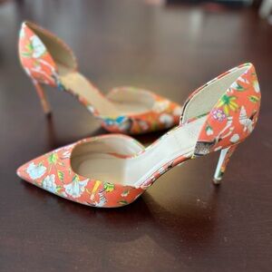 J. Crew d’Orsay Lucie heels Orange Floral size 7 (3 inch heel)
